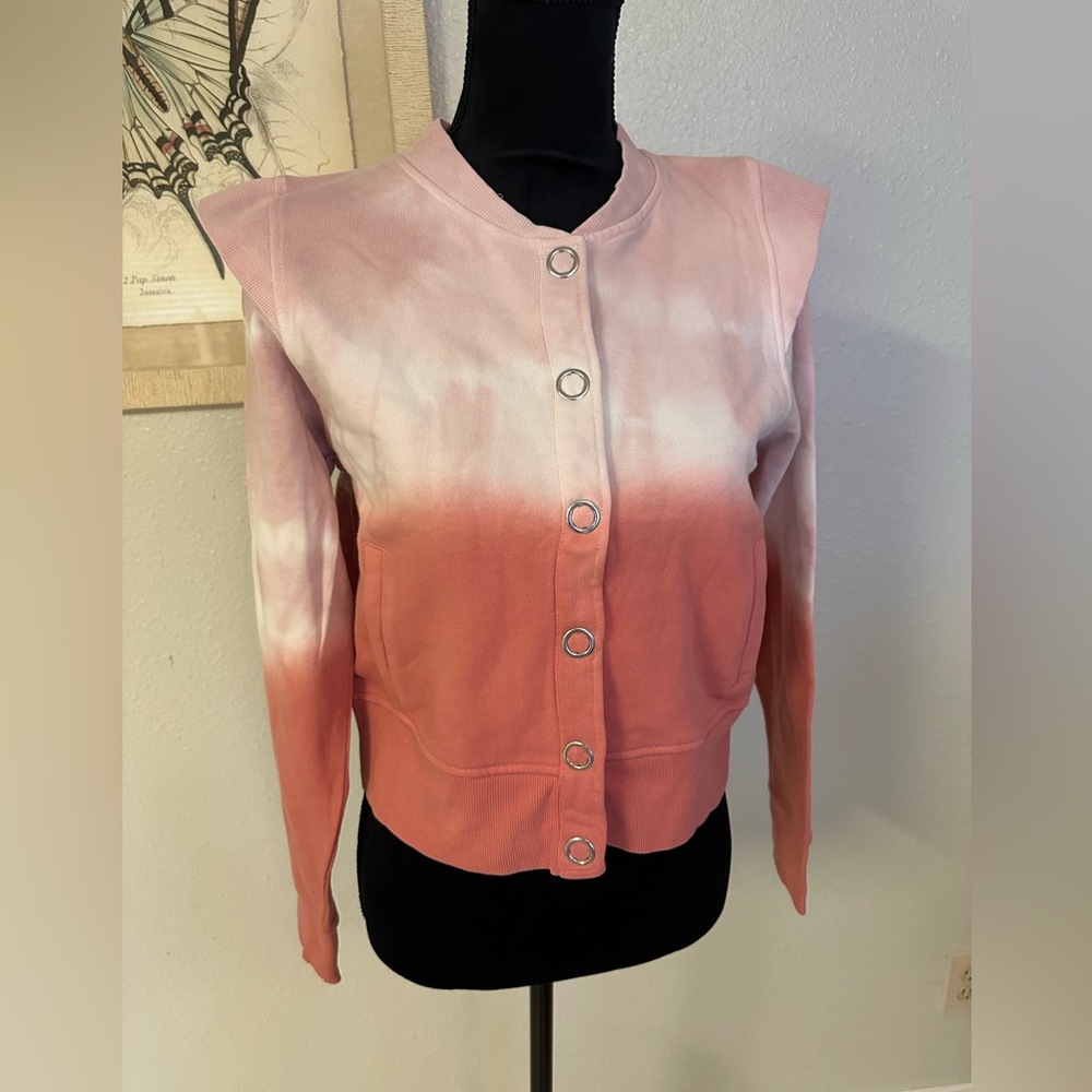 525 America Pink and White Ombre Tie Dye Cardigan NWT